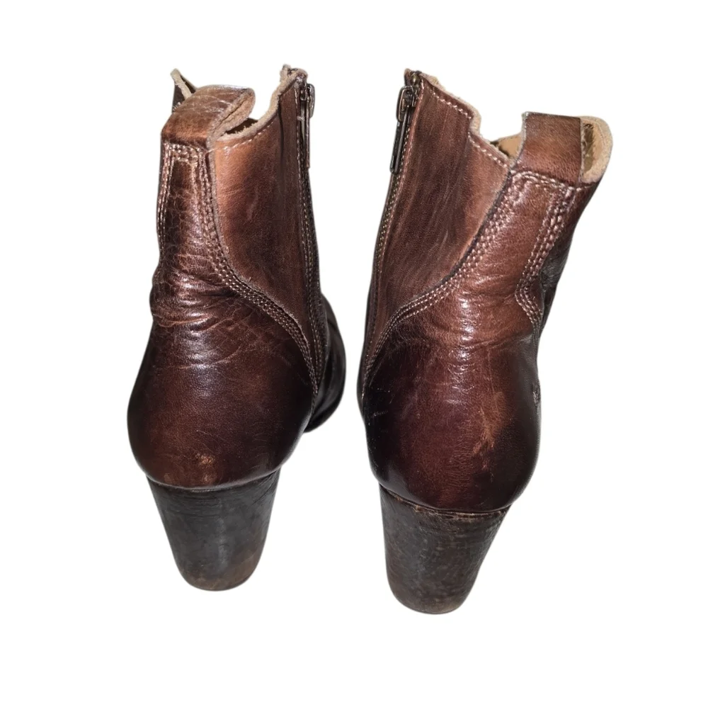 Bed Stu Gentry Brown Handmade Leather Distressed Wedge Ankle Boots 10 Cobbler
